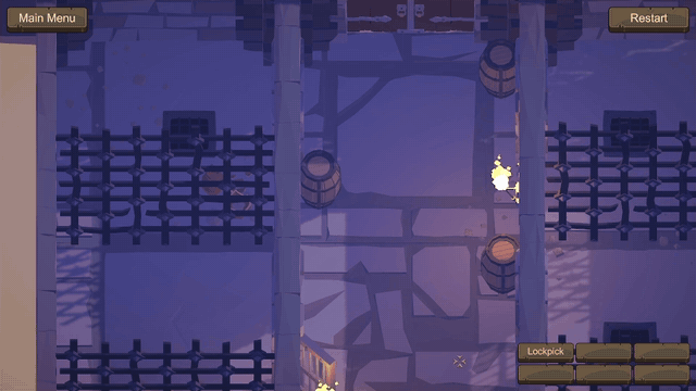 The guard notices the open cell door and starts searching
